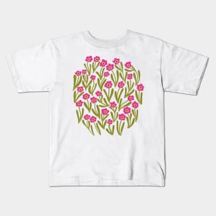 Cute minimalist ditsy flowers in cream, pink and green Kids T-Shirt